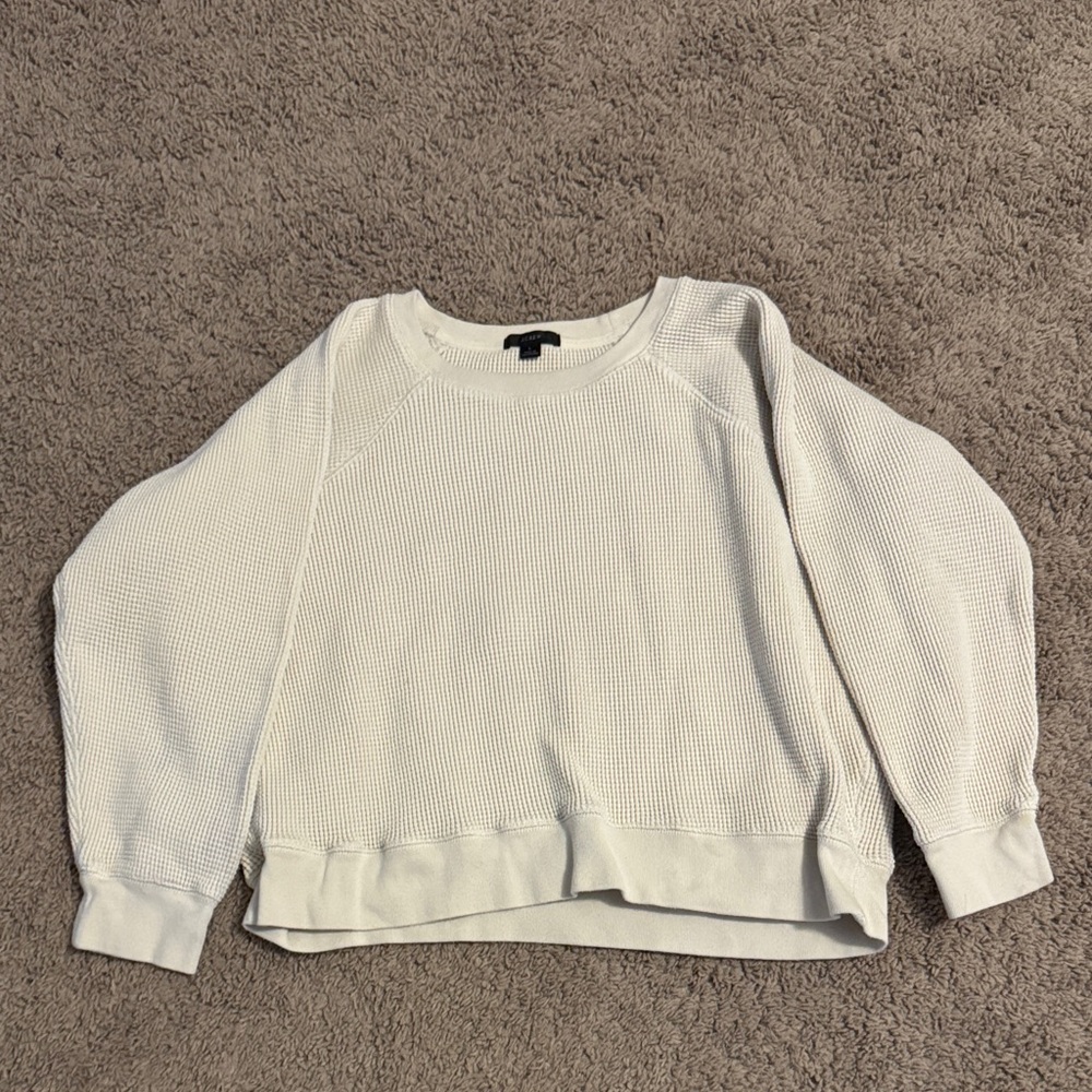 J. Crew Ivory Waffle Knit Sweater